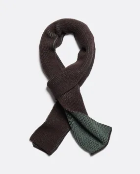 Ribbed Knit Scarf - Slate Brown / Forest Green