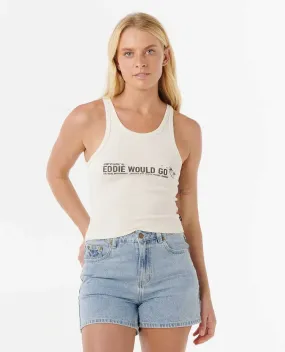 RIP CURL EDDIE WOULD GO RACER RIBBED WOMENS TANK - OFF WHITE