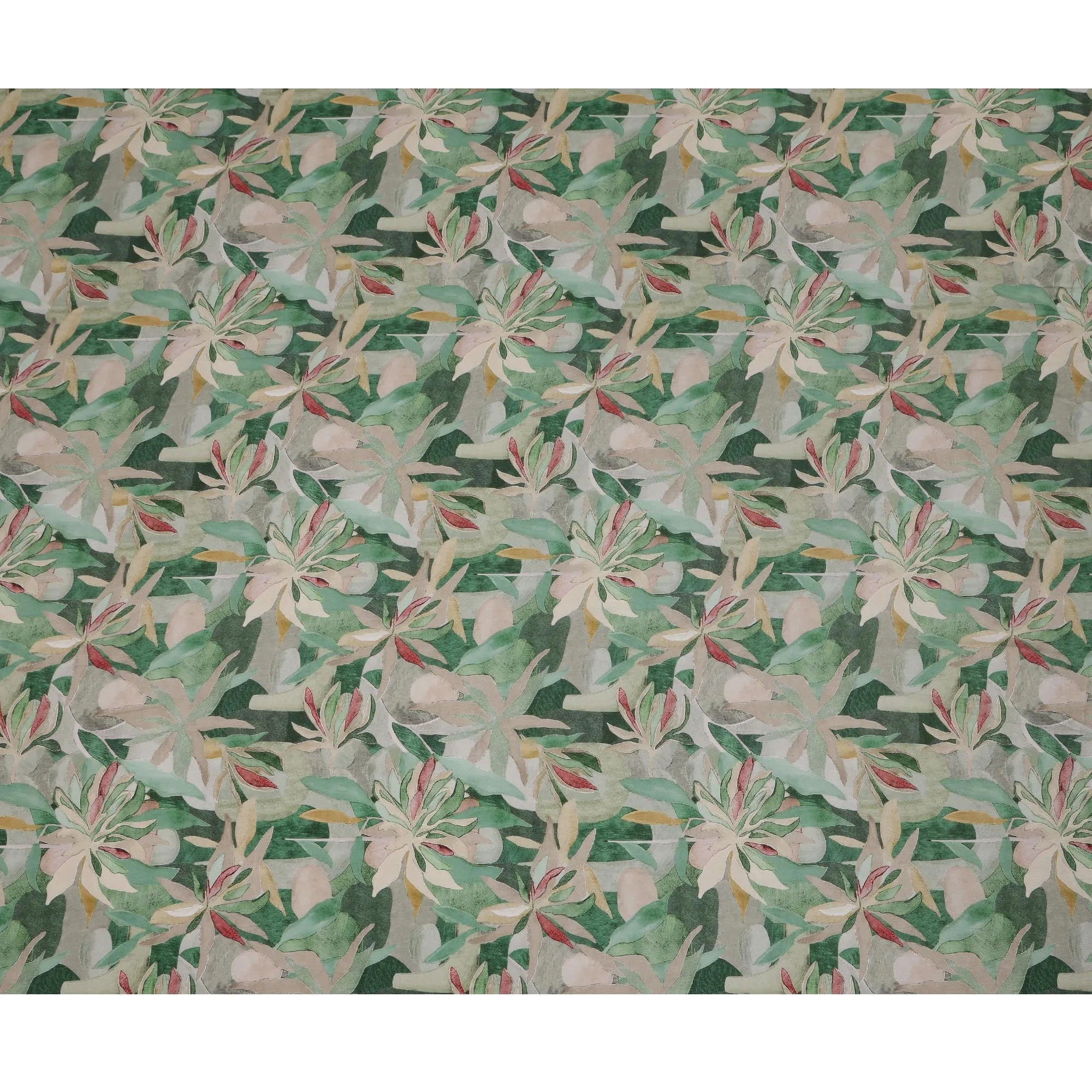 Sage Green Viscose Digital Printed Fabric with Abstract Floral Design, 110 cm Width-D21295