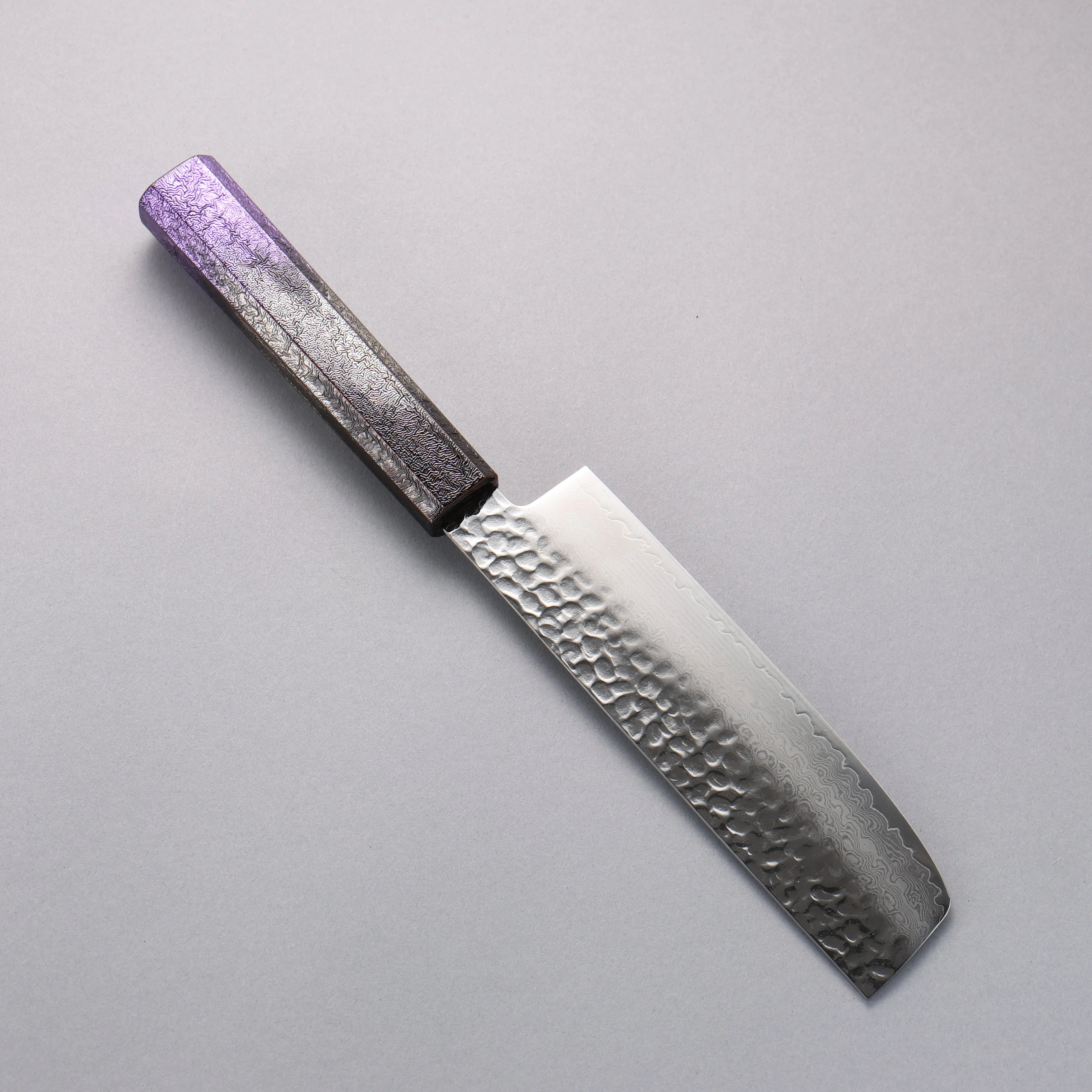 Sakai Takayuki Rinnou VG10 33 Layer Damascus Nakiri 160mm Purple Lacquered Handle