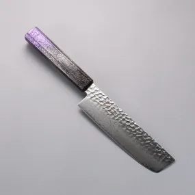 Sakai Takayuki Rinnou VG10 33 Layer Damascus Nakiri 160mm Purple Lacquered Handle