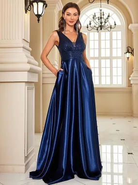 Satin & Sequin Gown for Elegant Evenings