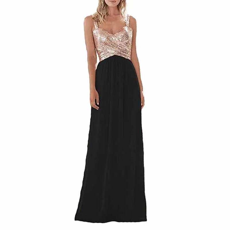 Sequin Top Bridesmaid Dresses Long Chiffon Formal Dresses for Women