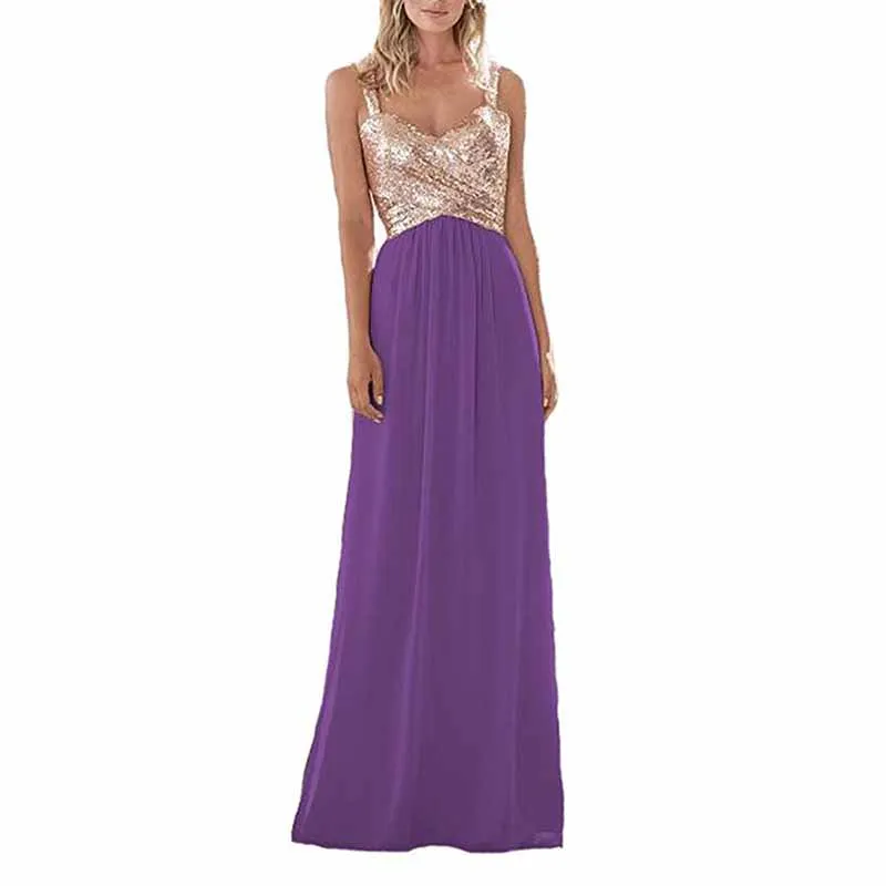 Sequin Top Bridesmaid Dresses Long Chiffon Formal Dresses for Women