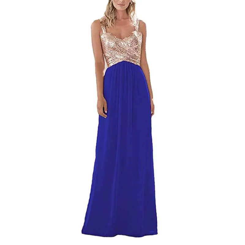 Sequin Top Bridesmaid Dresses Long Chiffon Formal Dresses for Women