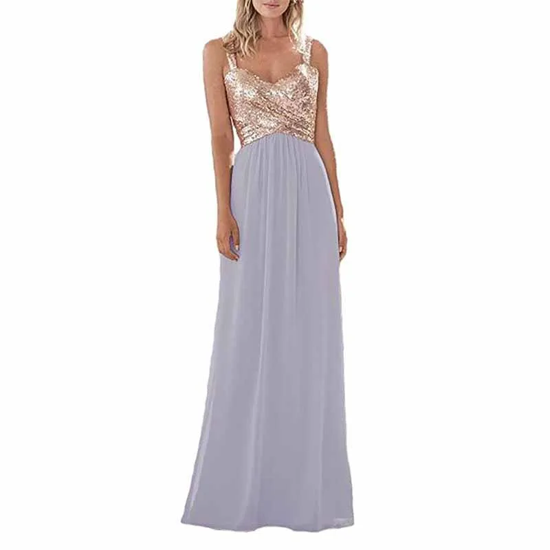 Sequin Top Bridesmaid Dresses Long Chiffon Formal Dresses for Women