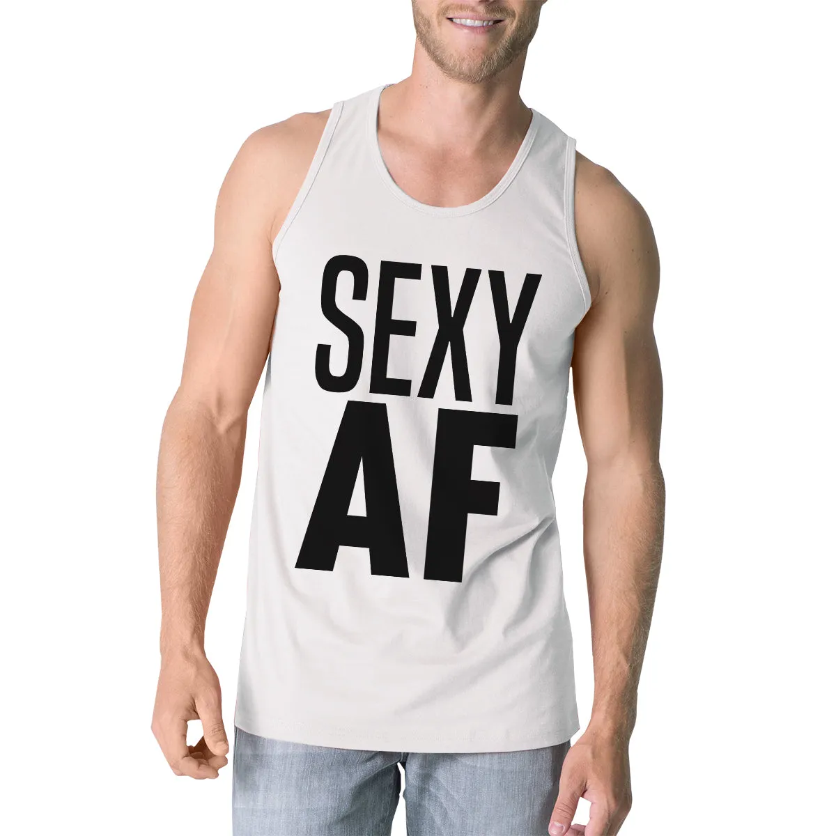 Sexy AF Mens Funny Workout Gym Tank Top Fitness Tee Shirt Gifts