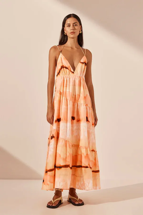 SHONA JOY - Larissa Tiered Maxi Dress - Peach Multi