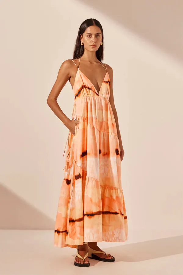 SHONA JOY - Larissa Tiered Maxi Dress - Peach Multi