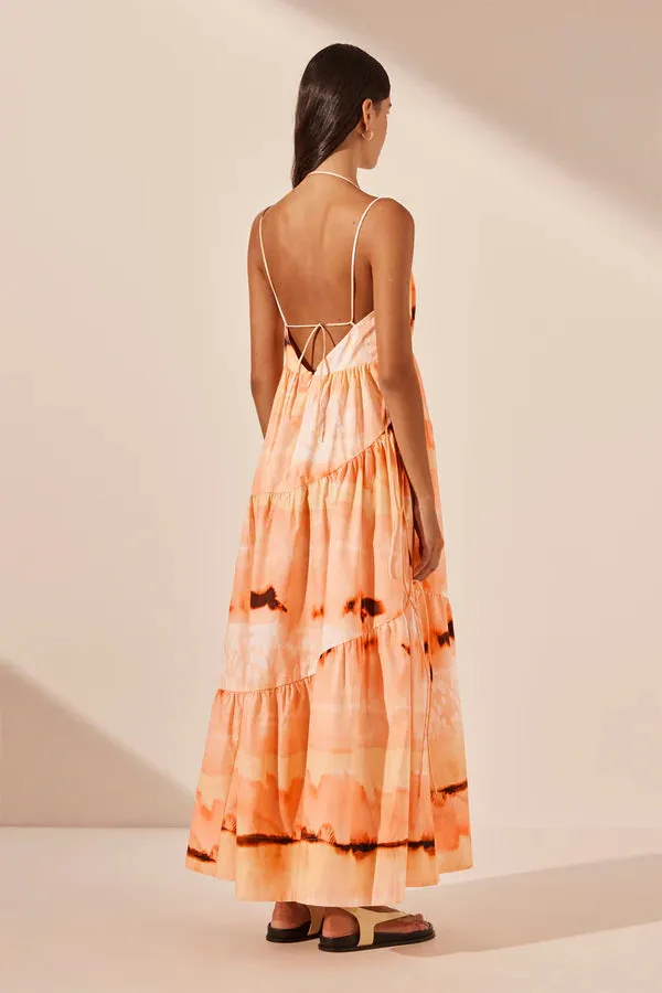 SHONA JOY - Larissa Tiered Maxi Dress - Peach Multi