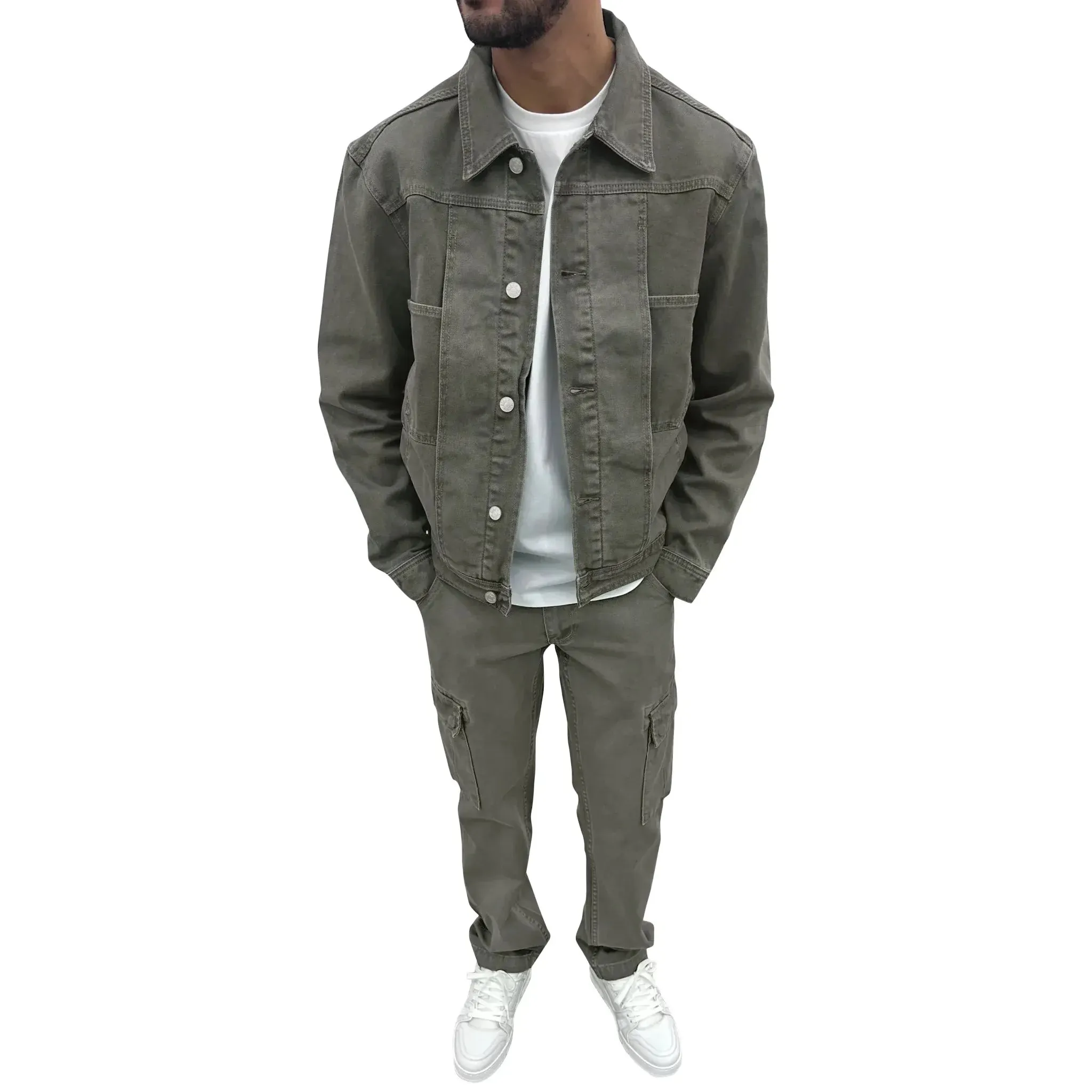 SIARR Green Denim Jacket & Cargo Pants