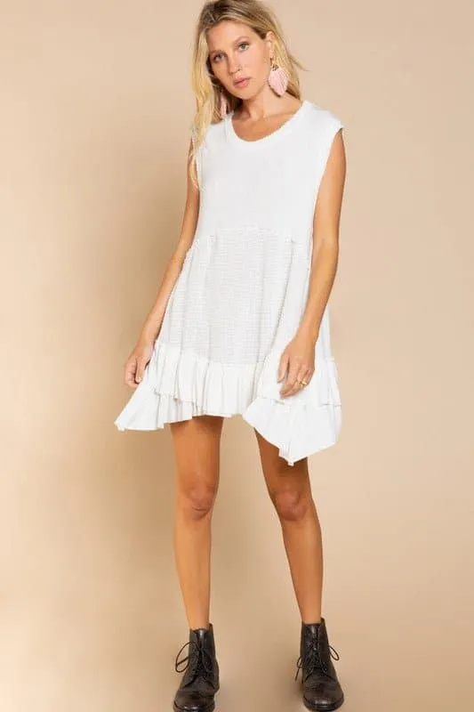 Simply Satisfying Sleeveless Ruffle Hem Mini Dress