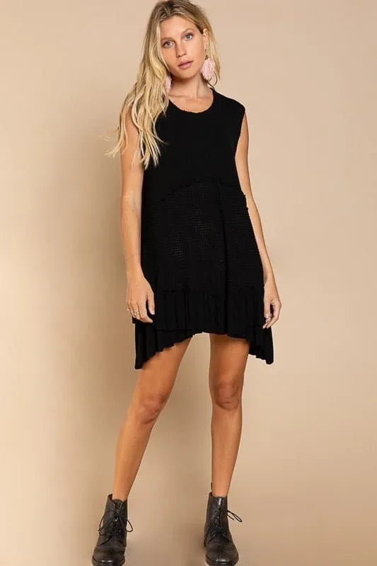 Simply Satisfying Sleeveless Ruffle Hem Mini Dress