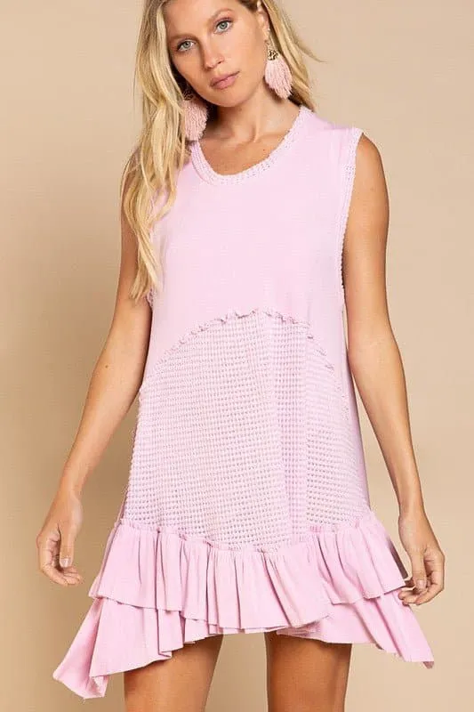 Simply Satisfying Sleeveless Ruffle Hem Mini Dress