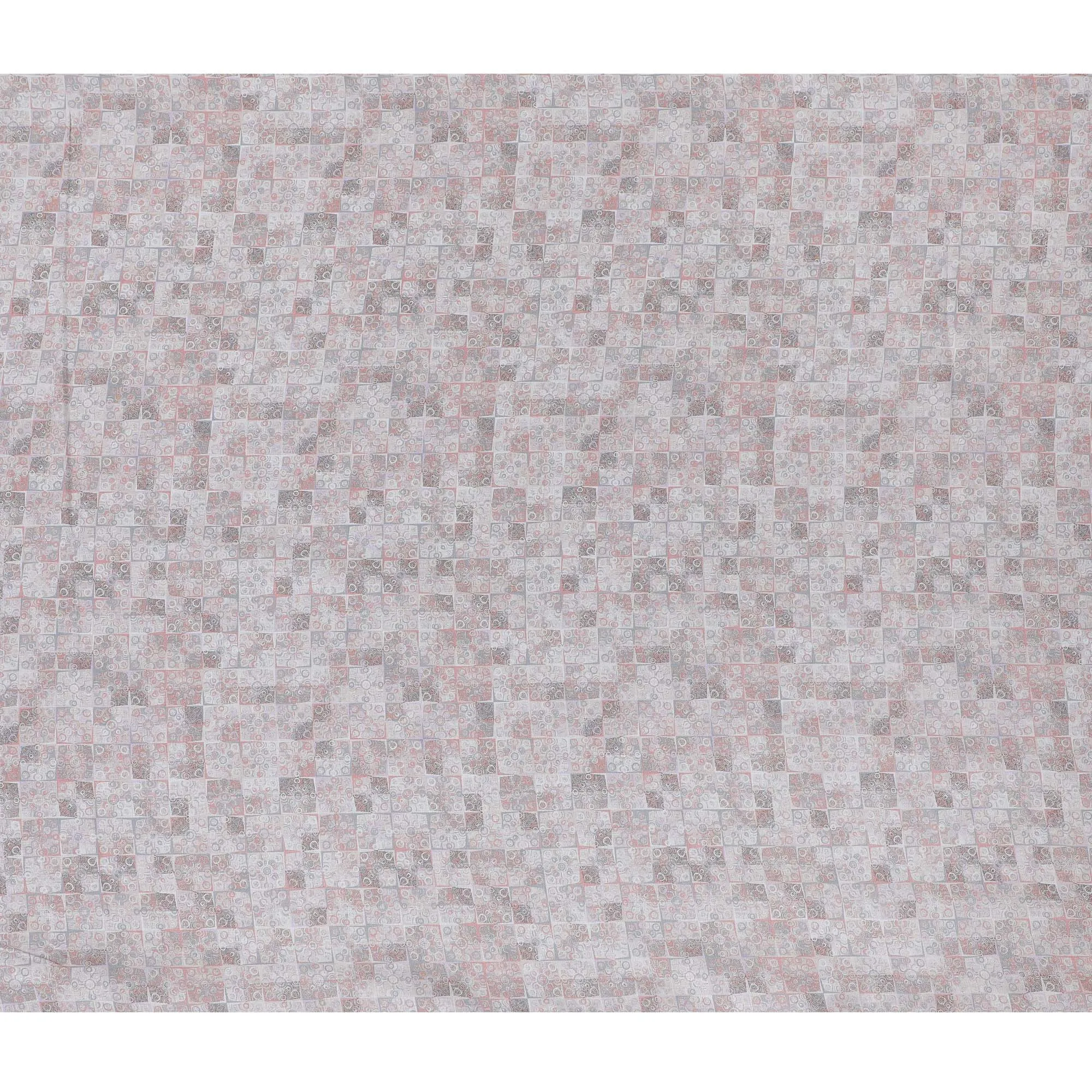 Soft Grey and Pastel Pink Geometric Pure Linen Fabric - 150 cm Width-D19995