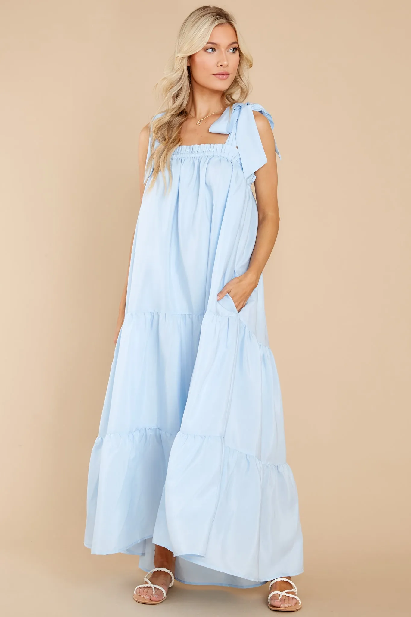 Starry Skies Light Blue Maxi Dress