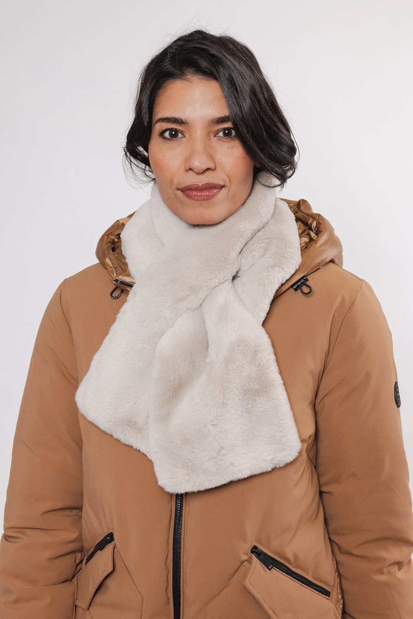 Stip Faux Fur Scarf - Birch