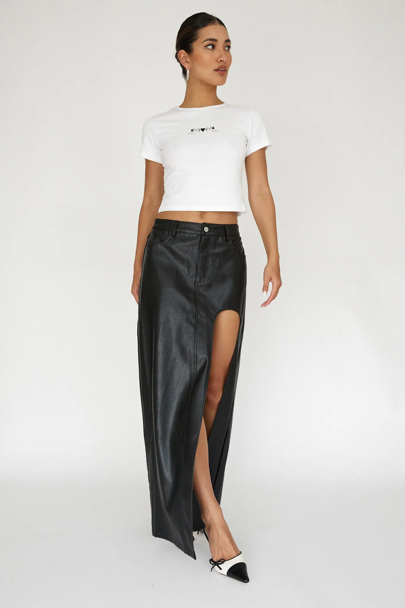 Tamille High Split Maxi Skirt Black