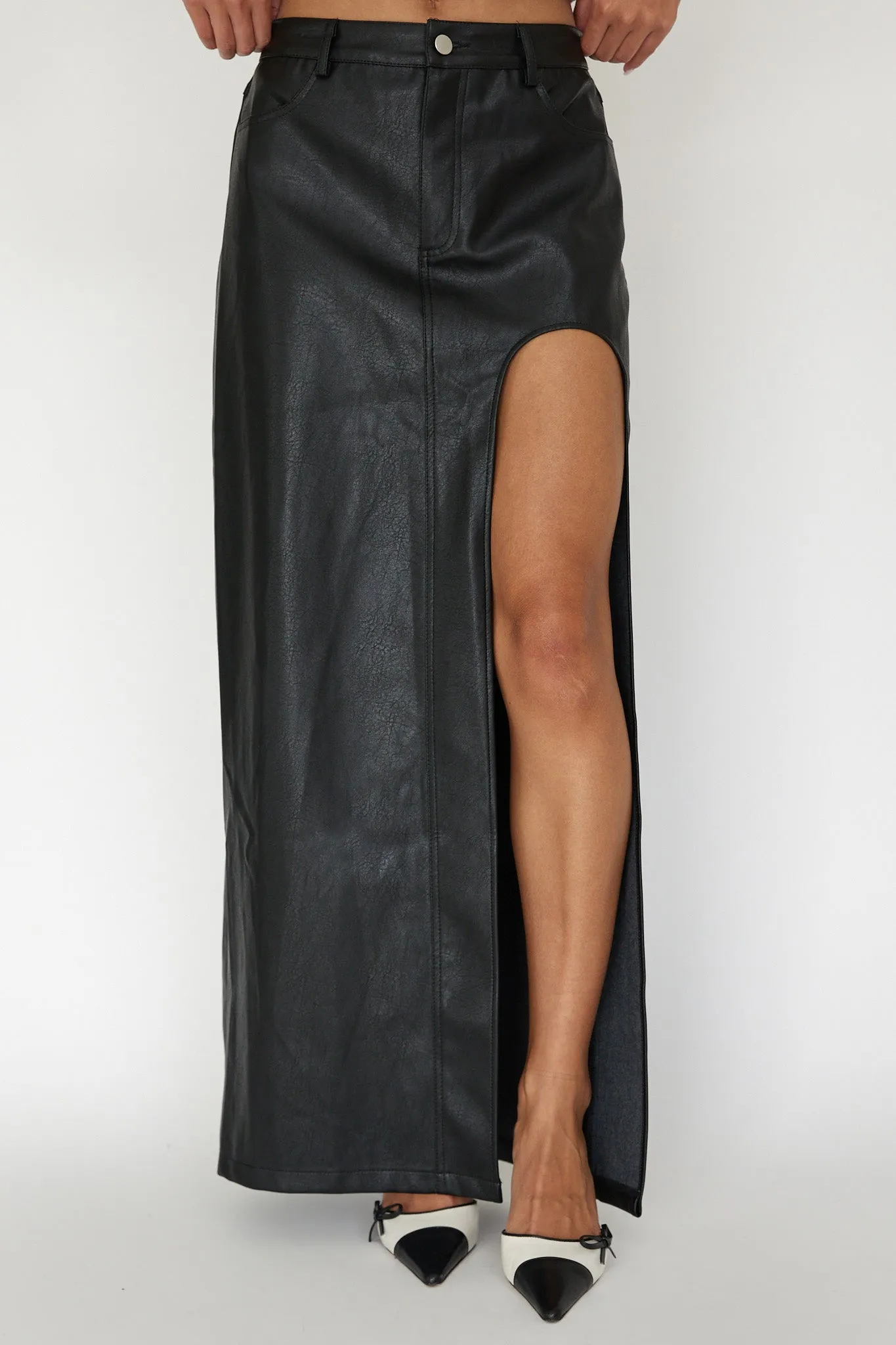 Tamille High Split Maxi Skirt Black