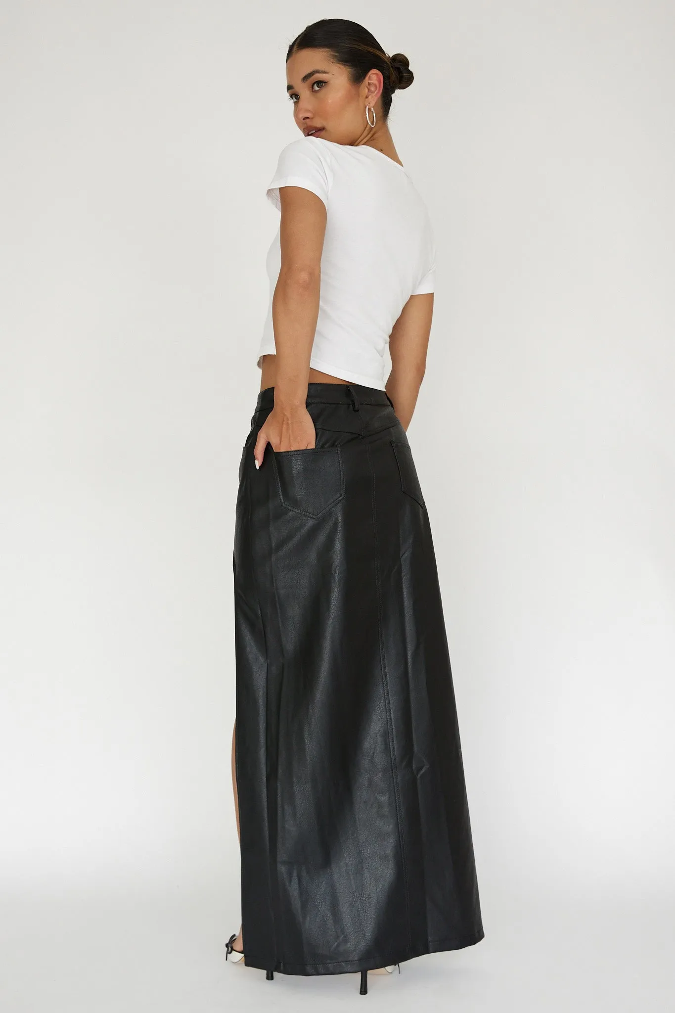 Tamille High Split Maxi Skirt Black