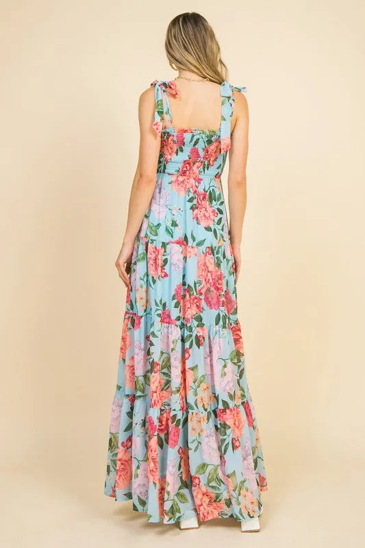 Teal Printed Maxi Dress