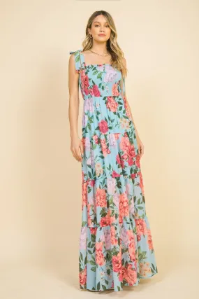 Teal Printed Maxi Dress