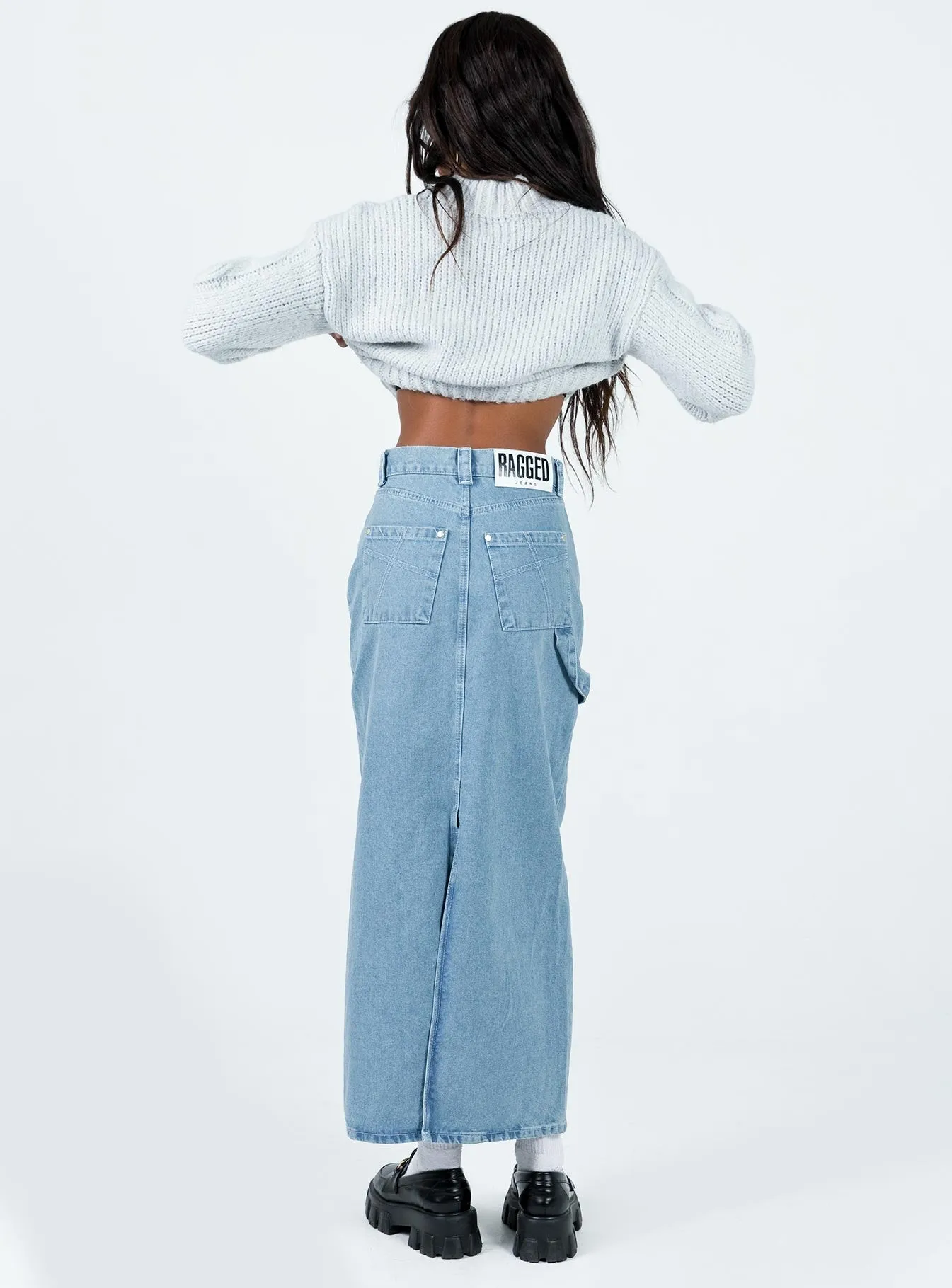 The Ragged Priest Carpenter Maxi Skirt Mid Blue