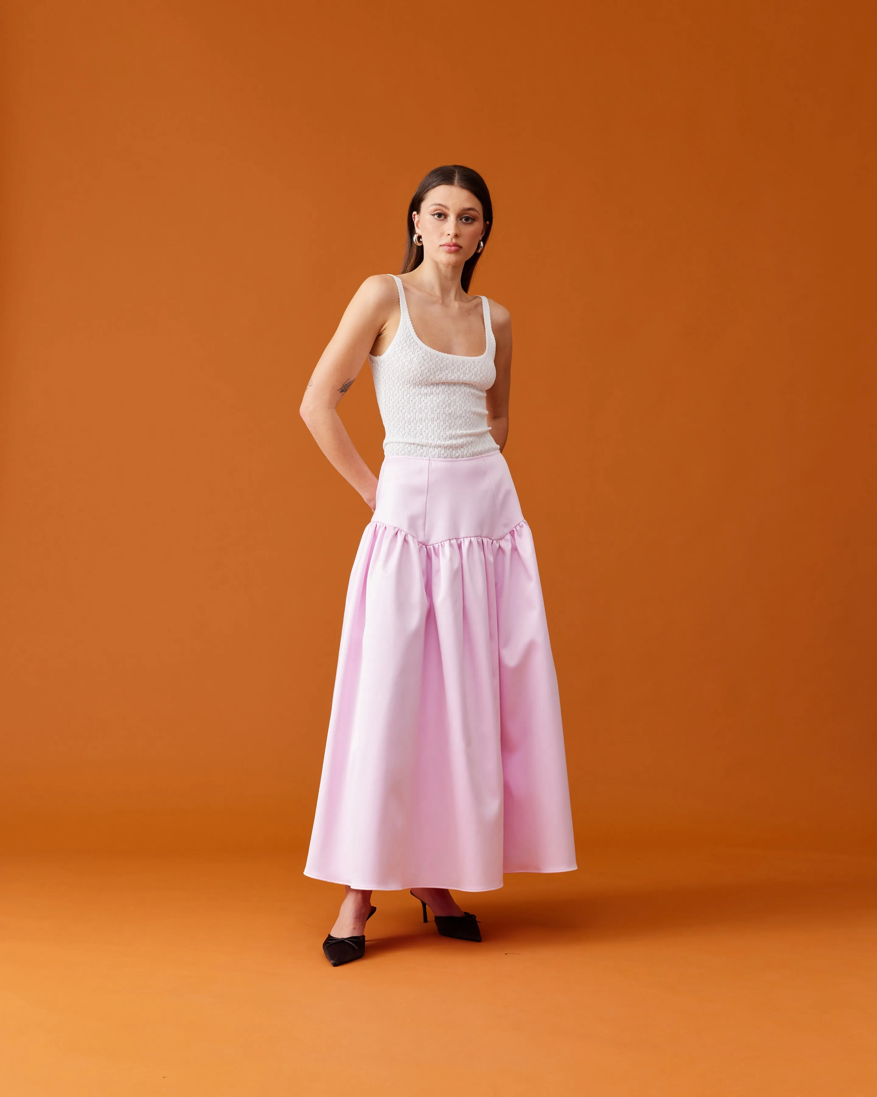 TRULLI SATIN SKIRT SOFT PINK