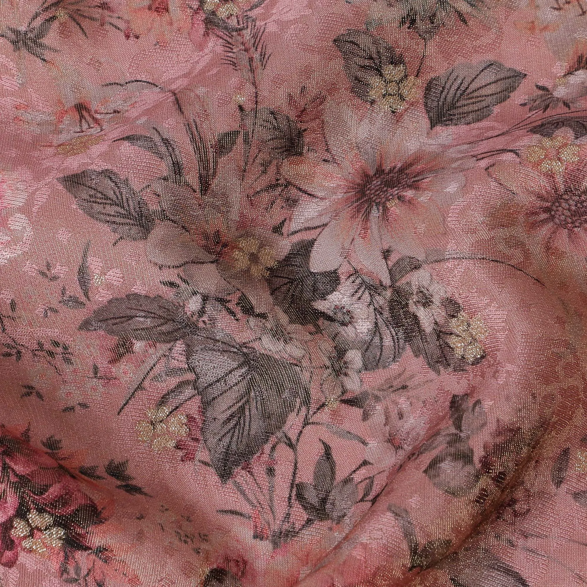 Vintage Rose Viscose Fabric with Floral Digital Print, 110 cm Wide-D19205