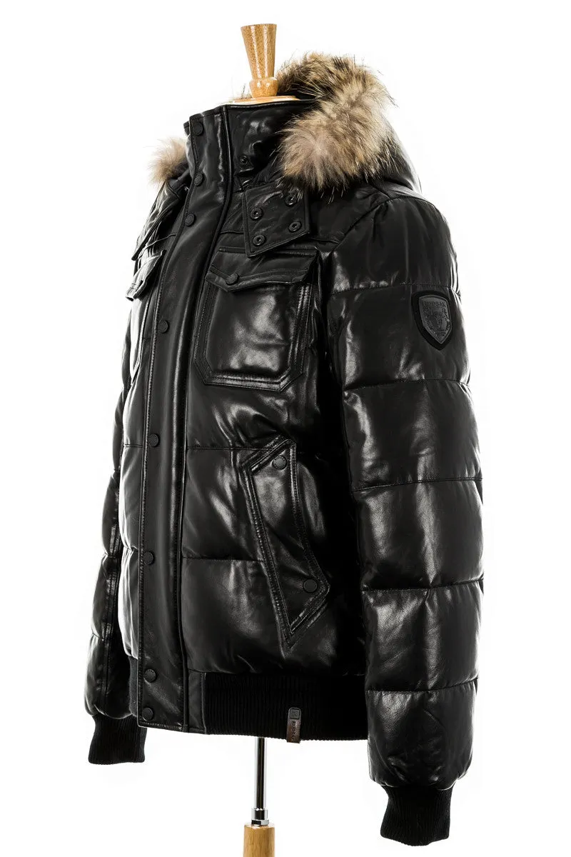 Viper Leather Bomber Jacket With Fur Trim