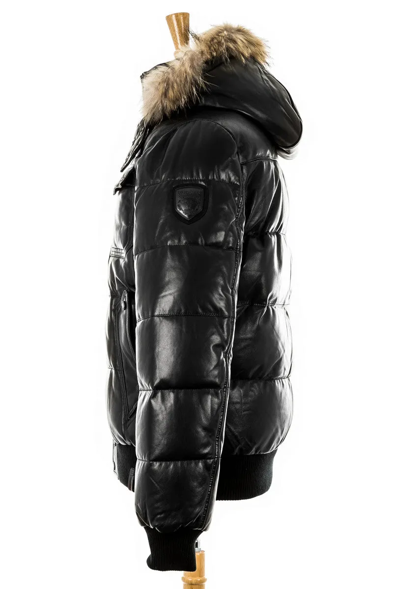 Viper Leather Bomber Jacket With Fur Trim