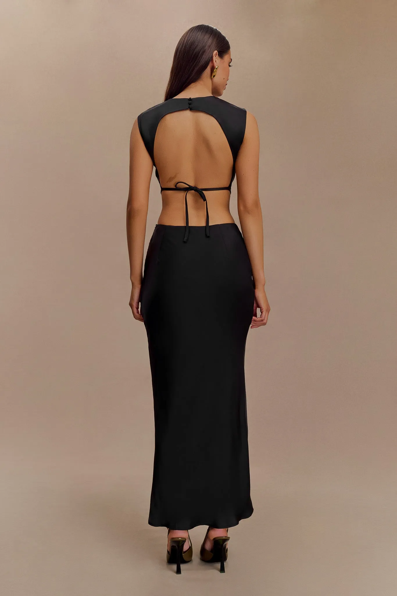 Viviana Satin Maxi Skirt - Black