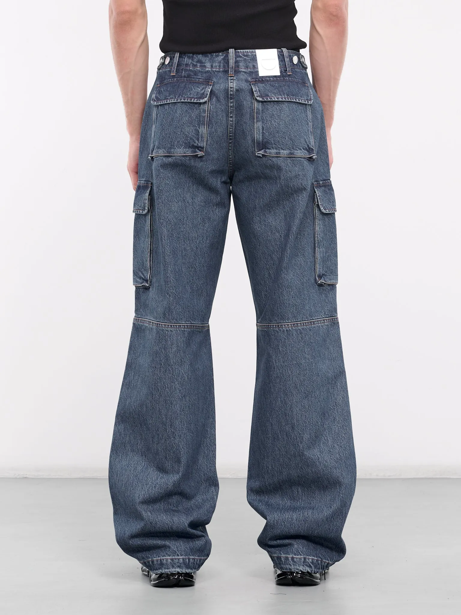 Wide Leg Denim Cargo Pants (COPP40252-BLUE)