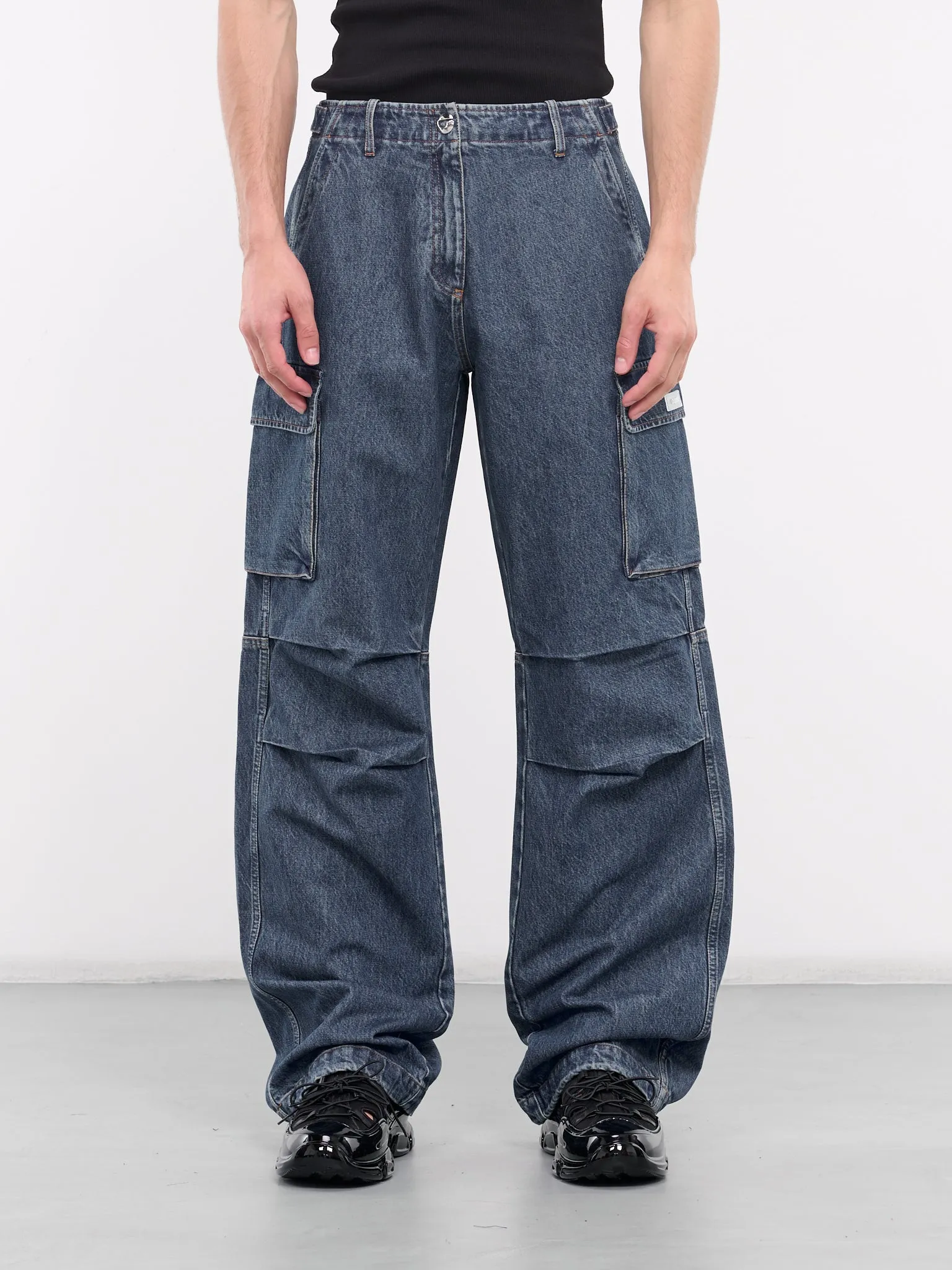 Wide Leg Denim Cargo Pants (COPP40252-BLUE)