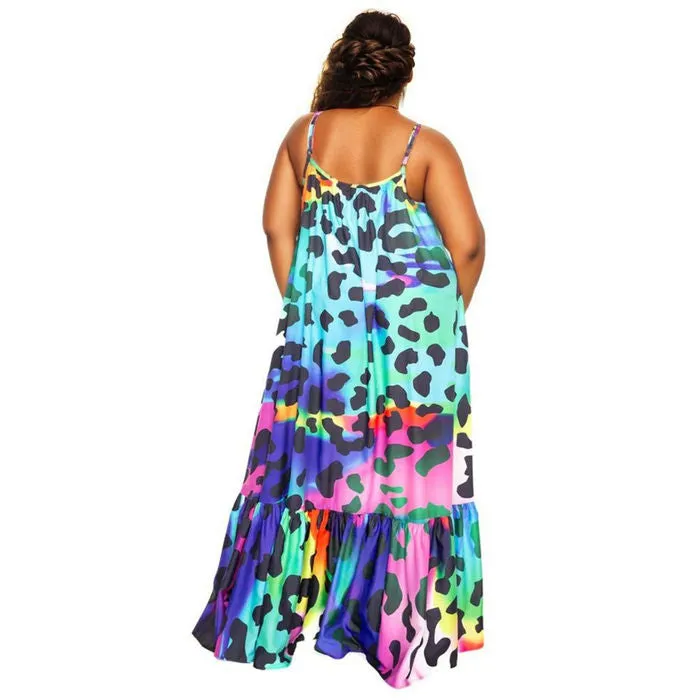 Women’s 5XL Rainbow Leopard Dress