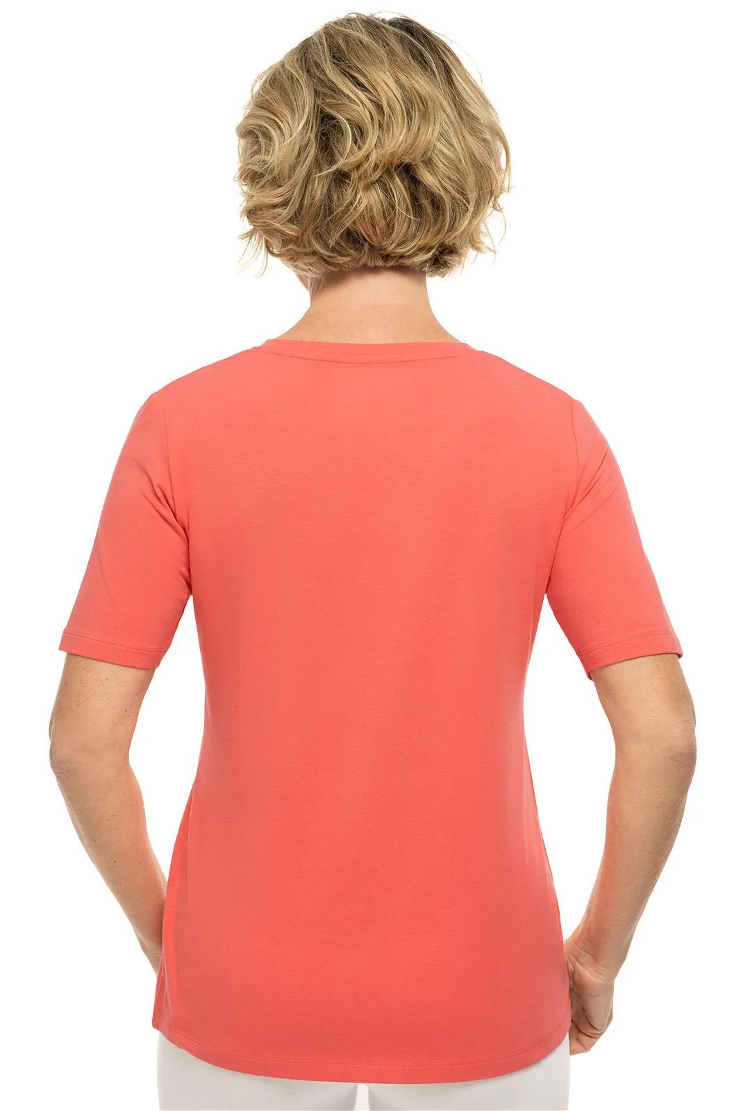 Women's Morada Everyday Short Sleeve V-Neck T-Shirt | Vivid Coral