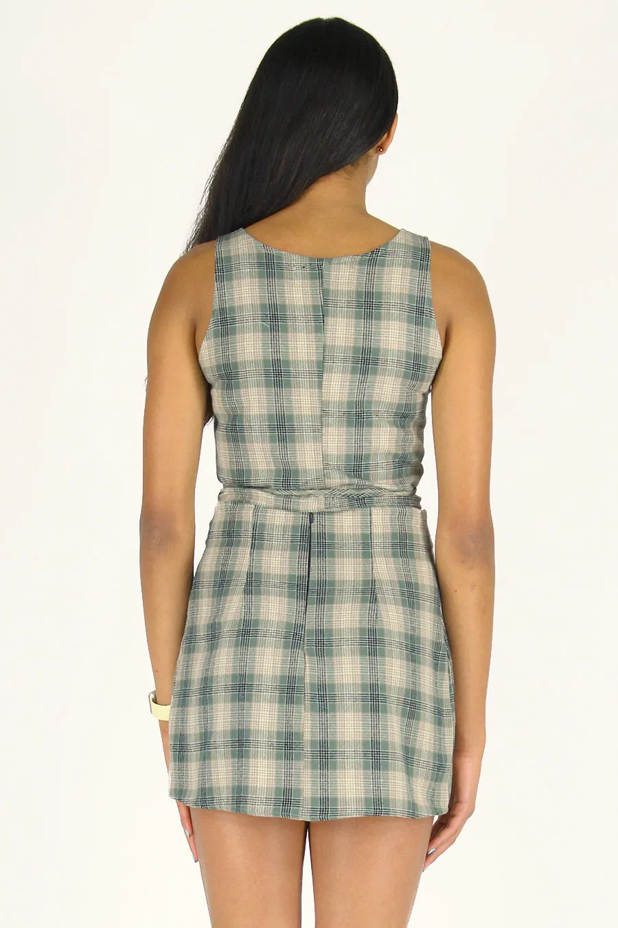 Wrap Top and Skirt - Flannel Green Beige Plaid