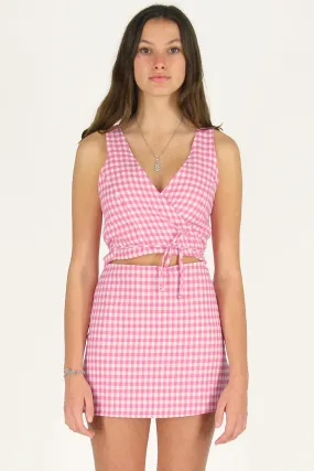 Wrap Top and Skirt - Flannel Pink Checker