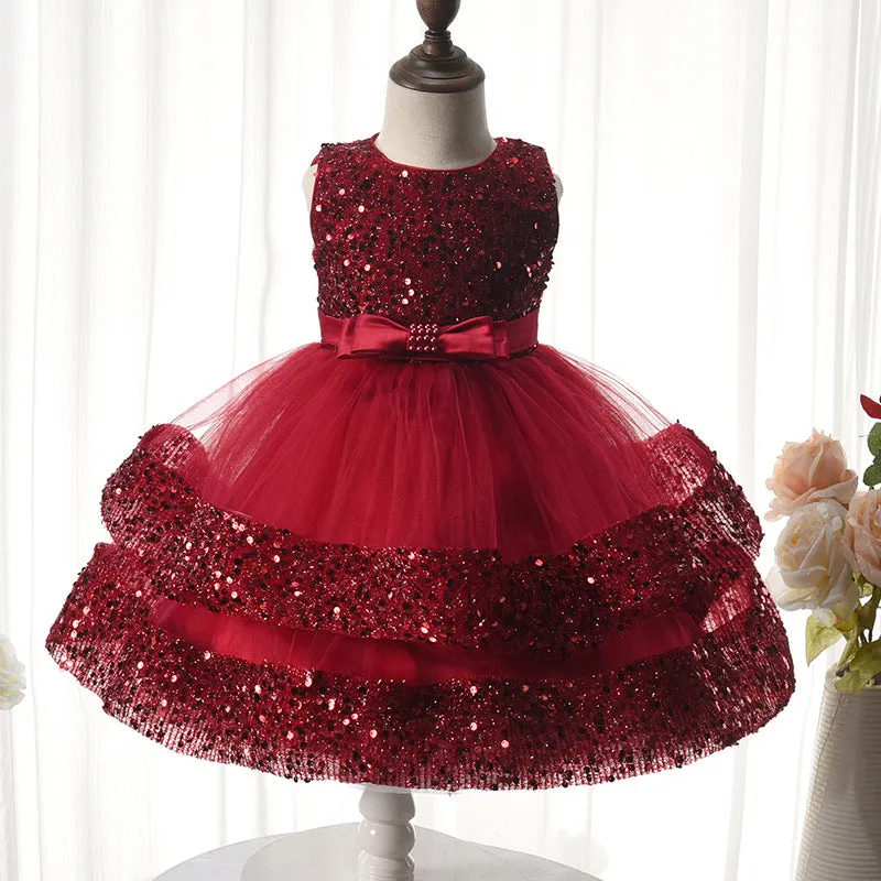 Xiangtuibao High Quality Evening Party Dress Princess Dress Sequined Lolita Kids' Skirt Butterfly Pearl Wedding Dress for Girls Dress