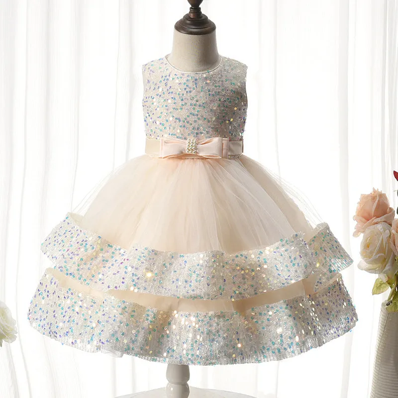 Xiangtuibao High Quality Evening Party Dress Princess Dress Sequined Lolita Kids' Skirt Butterfly Pearl Wedding Dress for Girls Dress