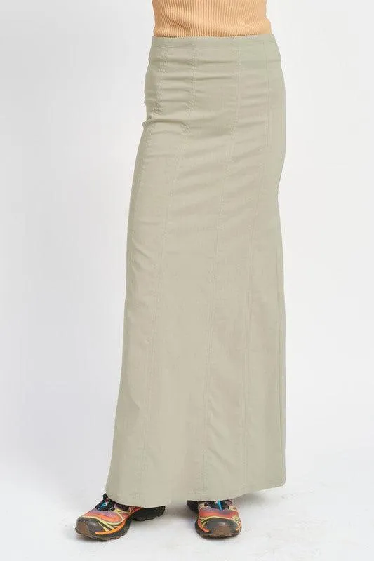 Zipper Up High Rise Maxi Skirt