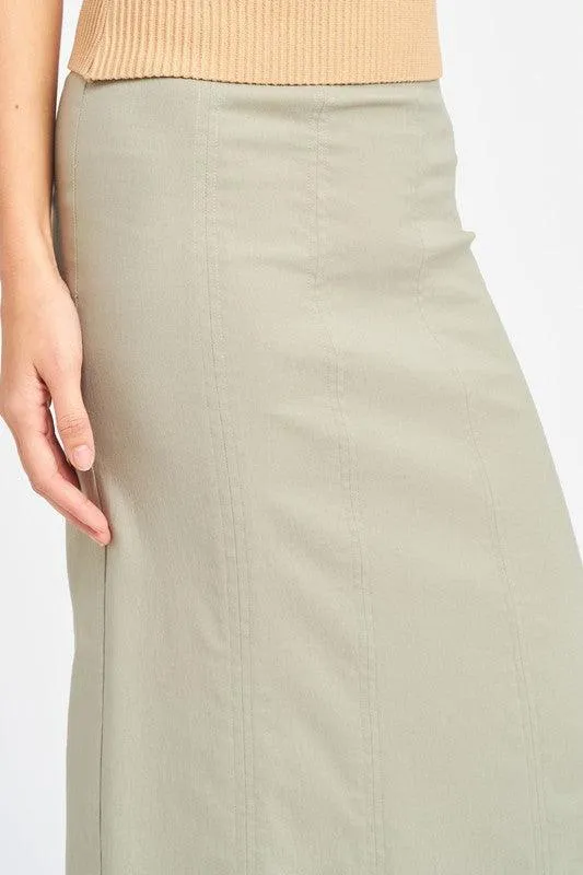 Zipper Up High Rise Maxi Skirt