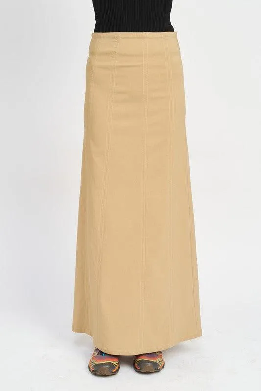 Zipper Up High Rise Maxi Skirt